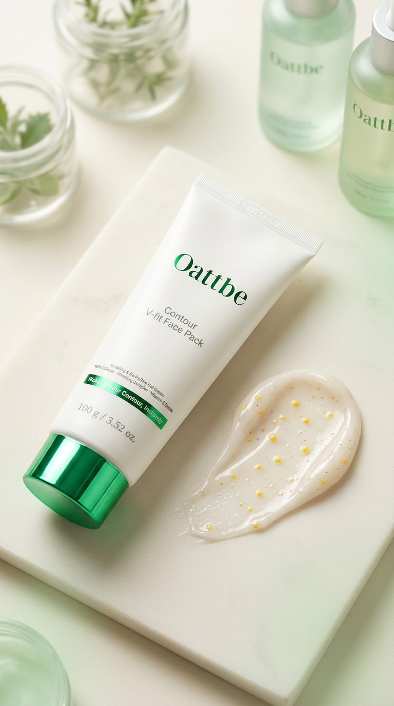 Oattbe Contour V-fit Face Pack- Lightweight gel cream with Caffeine · Botanical Extracts · Encapsulated Vitamin E