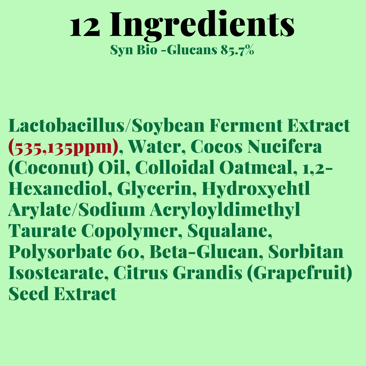 Pedatosol contains only 12 ingredients