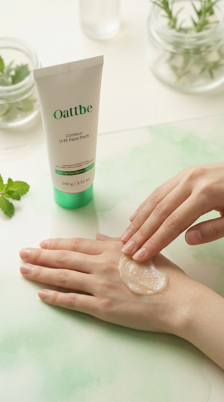Oattbe Contour V-fit Face Pack- Lightweight gel cream with Caffeine · Botanical Extracts · Encapsulated Vitamin E