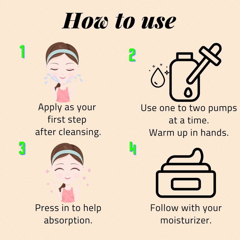 How to use/ Give it soft touches/By applying them softly to be absorbed. Apply 2cc(1spoid) in the morning and evening. Remember not to rub but give soft touches. 
